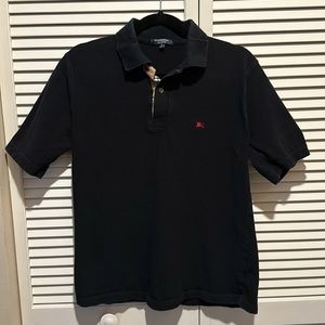 Burberry Short-Sleeve 100% Cotton Polo Shirt Black Classic Plaid Size Small